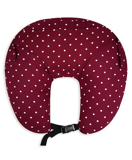 Dormyo Multifunction Cradle Breast Feeding Pillow With Belt Polka Dot Print- Red