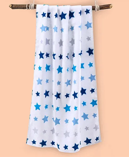 Pine Kids 100% Cotton Towel Star Printed - White Blue