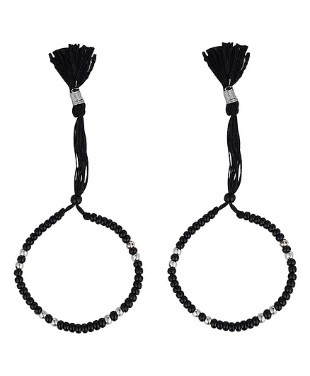 Dhruvs Collection Adjustable Handmade Thread Nazariya Bracelet  Pack of 2- Black