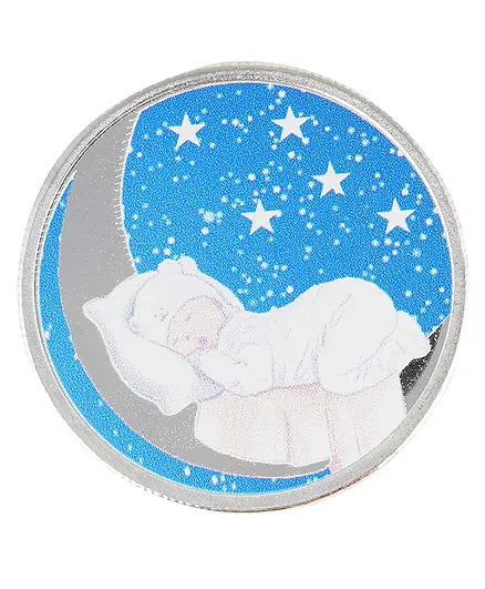 Dhruvs Collection Pure 999 Silver Hallmark Baby Shower Coin - Blue