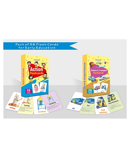 Gurukanth Action and Vehicles Flash Cards Pack of 2 - 56 Cards