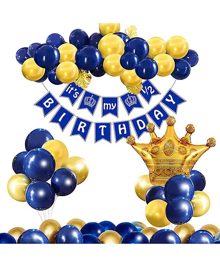 Party Propz 6 Month Birthday Decoration Kit Blue Gold - Pack of 32