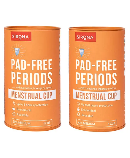 Sirona FDA Approved Reusable Menstrual Cup with Medical Grade Silicone Pack of 2 - Medium