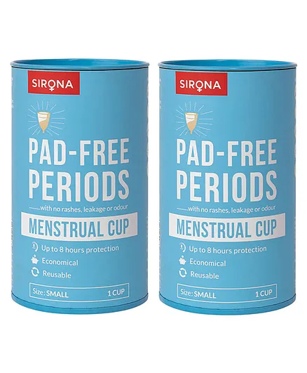 Sirona FDA Approved Reusable Menstrual Cup with Medical Grade Silicone Pack of 2 - Small