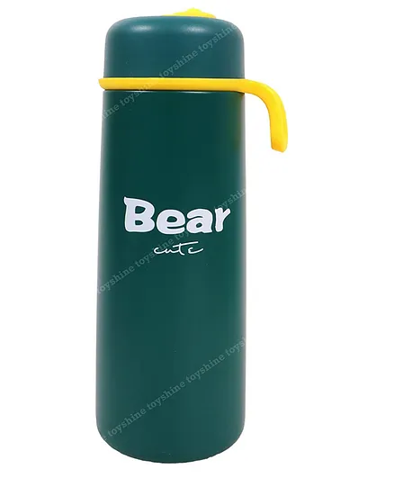 Toyshine Bear Hot and Cold Stainless Steel 304 Water Bottle for Kids Double Walled Flask Metal Thermos Green- 350 ml