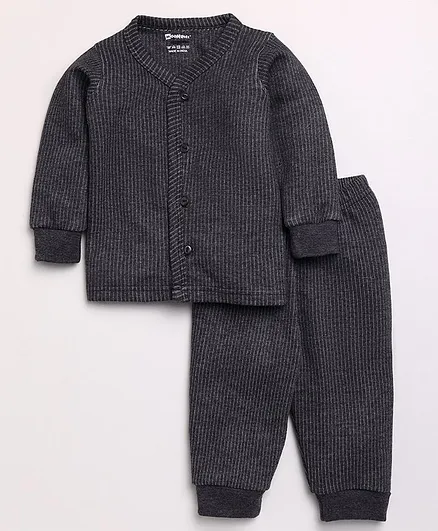 MOONKIDS Full Sleeves Solid   Inner Wear Vest With Pyjama - Dark Grey