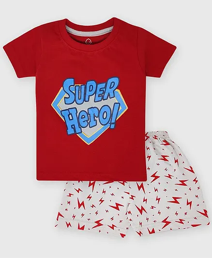 Buy The Boo Boo Club Half Sleeves Super Hero Print Tee & Shorts Set -  Maroon for Both (12-18 Months) Online in India, Shop at  -  11026207