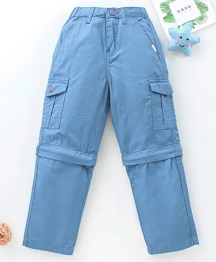 Babyhug Full Length Solid Trousers - Blue