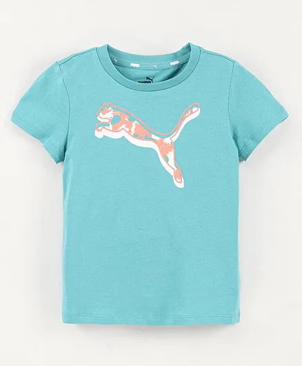 Puma Half Sleeves Cotton T-shirt Logo Print - Blue Online in India, Buy at  Best Price from  - 11033048