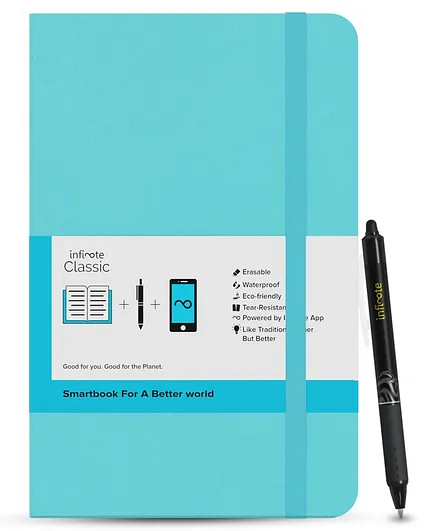 Infinote Case Bound Single Line And Blank Notebook With Reusable Pen - 120 Pages