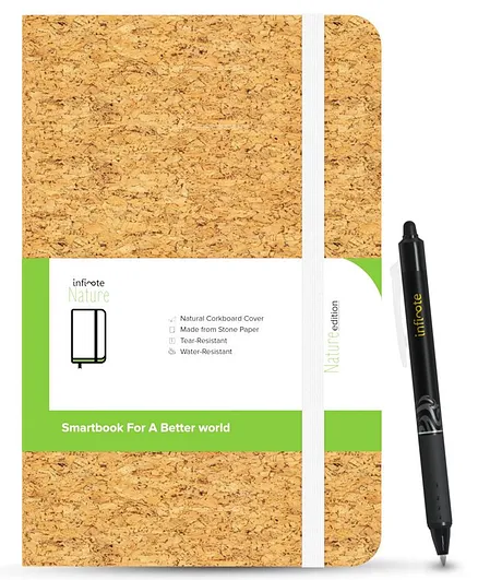Infinote Nature Reusable Stone Paper Smart Notebook Includes 1 Erasable Pen (CorkCover A5)