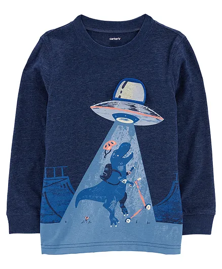 Carter's Dinosaur Spaceship Jersey Tee- Navy Blue