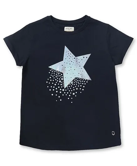GINI & JONY Half Sleeves T-Shirt Star Print - Navy