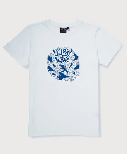 Gini & Jony Short Sleeves T Shirt Wave Print - White