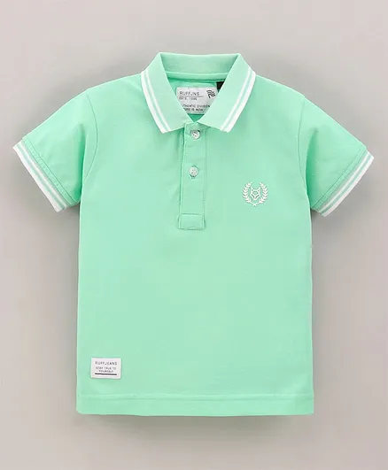 Ruff Half Sleeves T-Shirt Stripe Border Design - Green