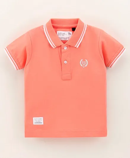 Ruff Half Sleeves T-Shirt Stripe Border Design - Peach