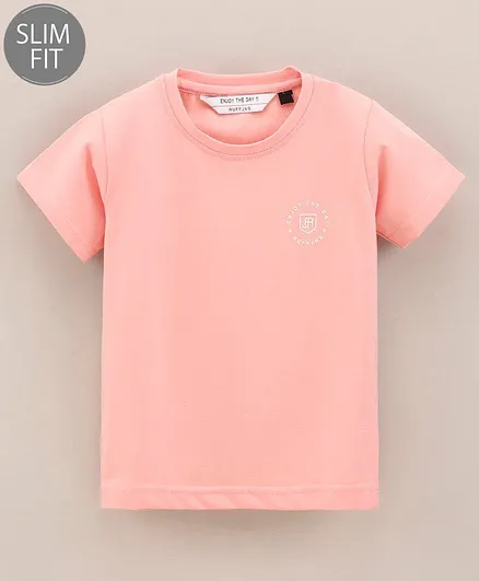 Ruff Half Sleeves Solid T-Shirt - Light Pink