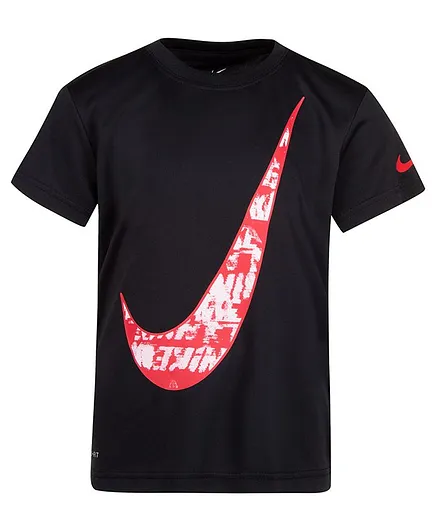 Nike Trophy Half Sleeves Printed Dri Fit T Shirt - Black