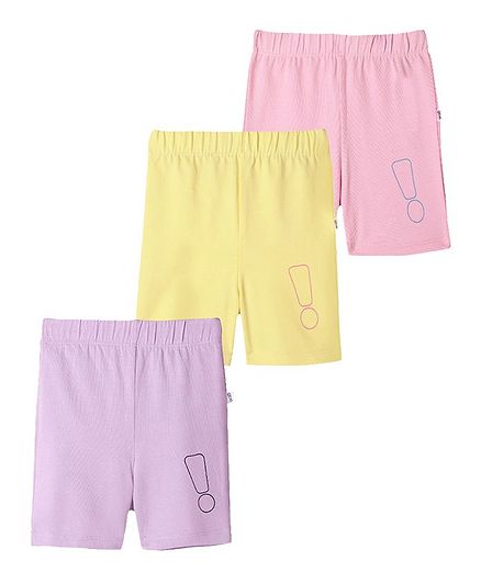 Plan B Pack Of 3 Exclamation Mark Print Shorts - Pink Yellow Purple