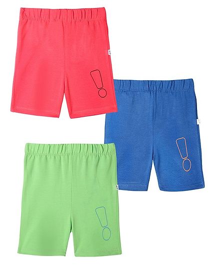 Plan B Pack Of 3 Exclamation Mark Print Shorts - Pink Blue Green