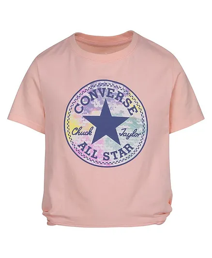 Converse Half Sleeves Graphic Printed Boxy Tee - Light Pink