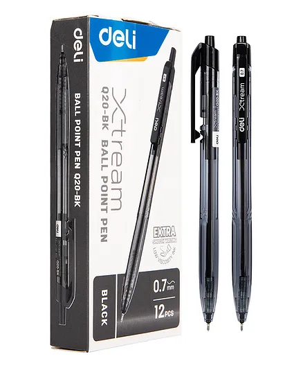Deli Xtream Roller Black Ball Point Pen Set for Students Office Tip 0 7mm EQ20 BK 12 Pieces