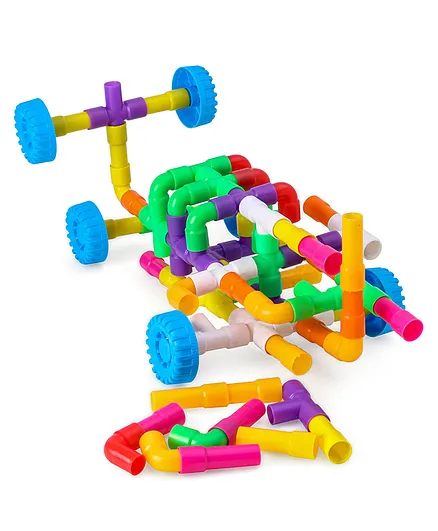 Kipa Play and Learn Plastic Pipes Building Block Set Multicolour - 90 Pieces