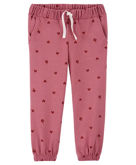 Carter's Heart Pull On French Terry Joggers - Pink