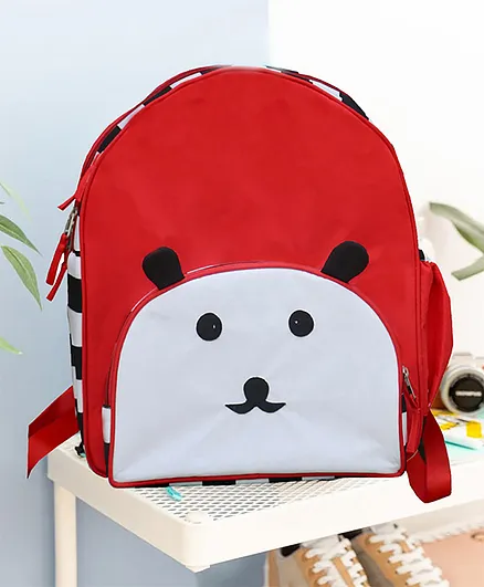 SNM Daymond Panda Waterproof School Bags Red - 15 Inches