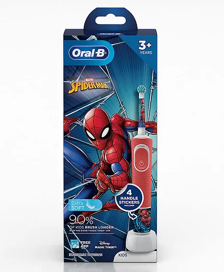 Oral B Kids Electric Rechargeable Toothbrush Featuring Spider Man with Extra Soft Bristles