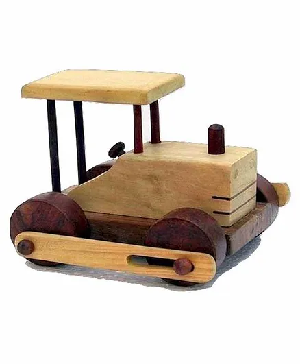 Desi Karigar Wooden Toy Road Roller - Brown Yellow