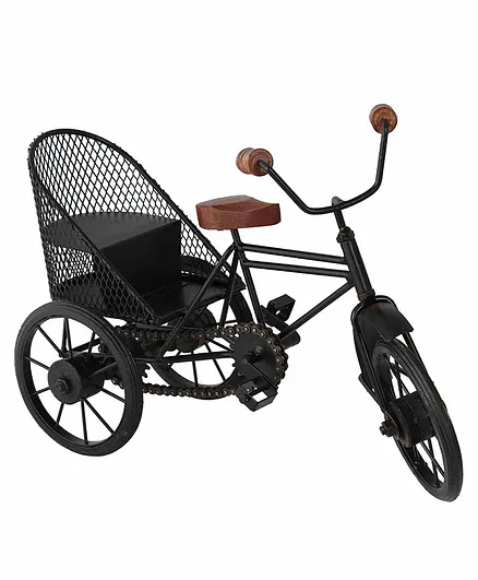 Desi Karigar Miniature Metal & Wood Cycle Rickshaw - Black & Brown