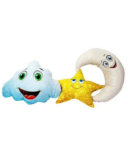 Blue Feri Cloud Moon and Star Cot Cushion Pack of 3- Multicolor