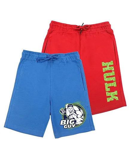 Marvel By Wear Your Mind Pack Of 2 Hulk Printed Shorts - Royal Blue & Red