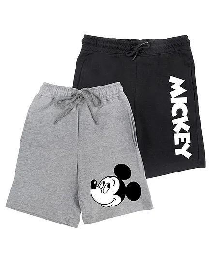 Disney By Wear Your Mind Pack Of 2 Mickey Printed Shorts - Grey & Black