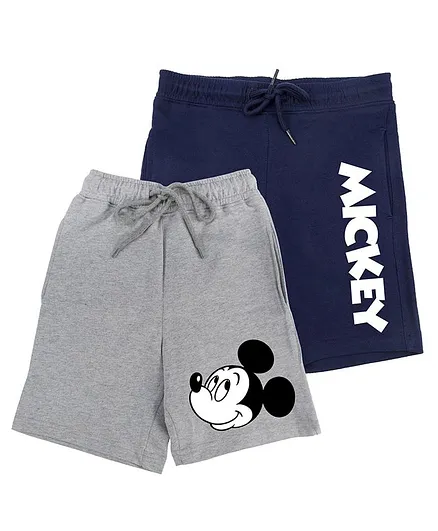 Disney By Wear Your Mind Pack Of 2 Mickey Printed Shorts - Grey & Navy Blue