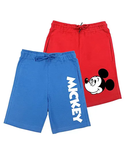 Disney By Wear Your Mind Mickey Mouse Print Pack Of 2 Shorts - Royal Blue & Red