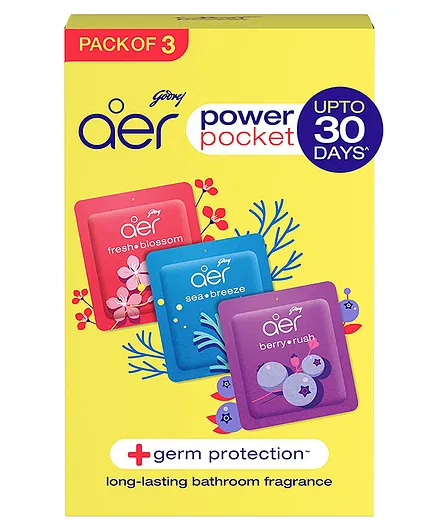 Godrej Aer Power Pocket Bathroom Freshener Pack of 3 - 30 gm