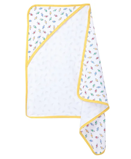 Babywish 100% Terry Cotton Hooded Towel Candy Print - Yellow