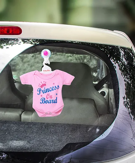 babywish Baby on Board Car Decals Cloth Safety Sign Board with Hanger - Pink