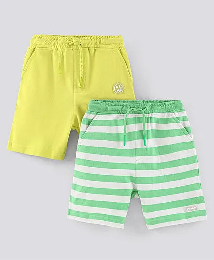 Pine Kids Biowashed Striped Shorts Pack of 2 - Green