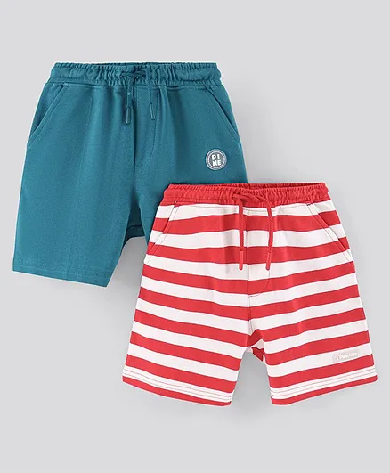 Pine Kids Biowashed Striped Shorts Pack of 2 - Blue Red