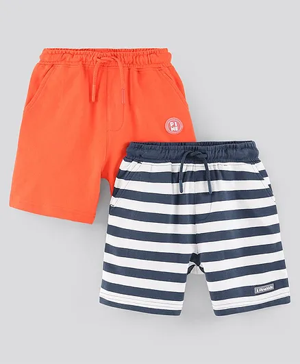 Pine Kids Biowashed Striped Shorts Pack of 2 - Orange Blue