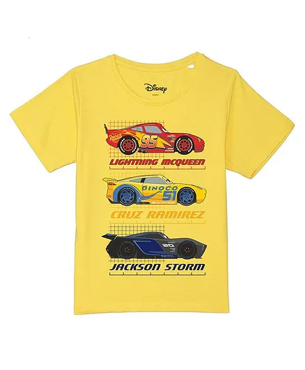 Disney By Wear Your Mind Half Sleeves Cars Print Tee - Yellow
