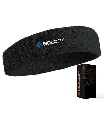 BoldFit Gym Headband Sports Headband for Long Hair - Black
