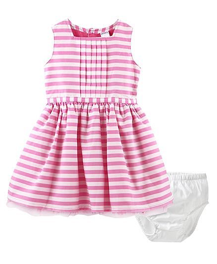 Striped Sateen Dress - Pink for Girls 