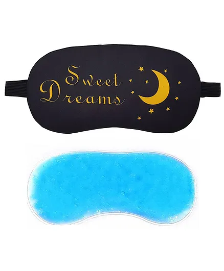 Jenna Sweet Dream Black Printed Sleeping Eye Mask With Cooling Gel - Navy Blue
