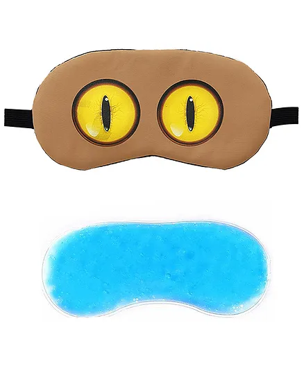 Jenna Round Eye Brown Printed Sleeping Eye Mask With Cooling Gel