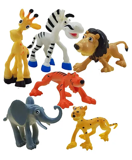 PLUSPOINT Cartoon Animal Big Wild Animals Models Toys Kit 6 Pieces -  Multicolour Online India, Buy Figures & Playsets for (3-6 Years) at   - 11181343