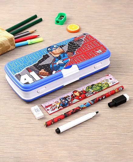 Marvel Avengers Pencil Box With Stationery - Blue & White